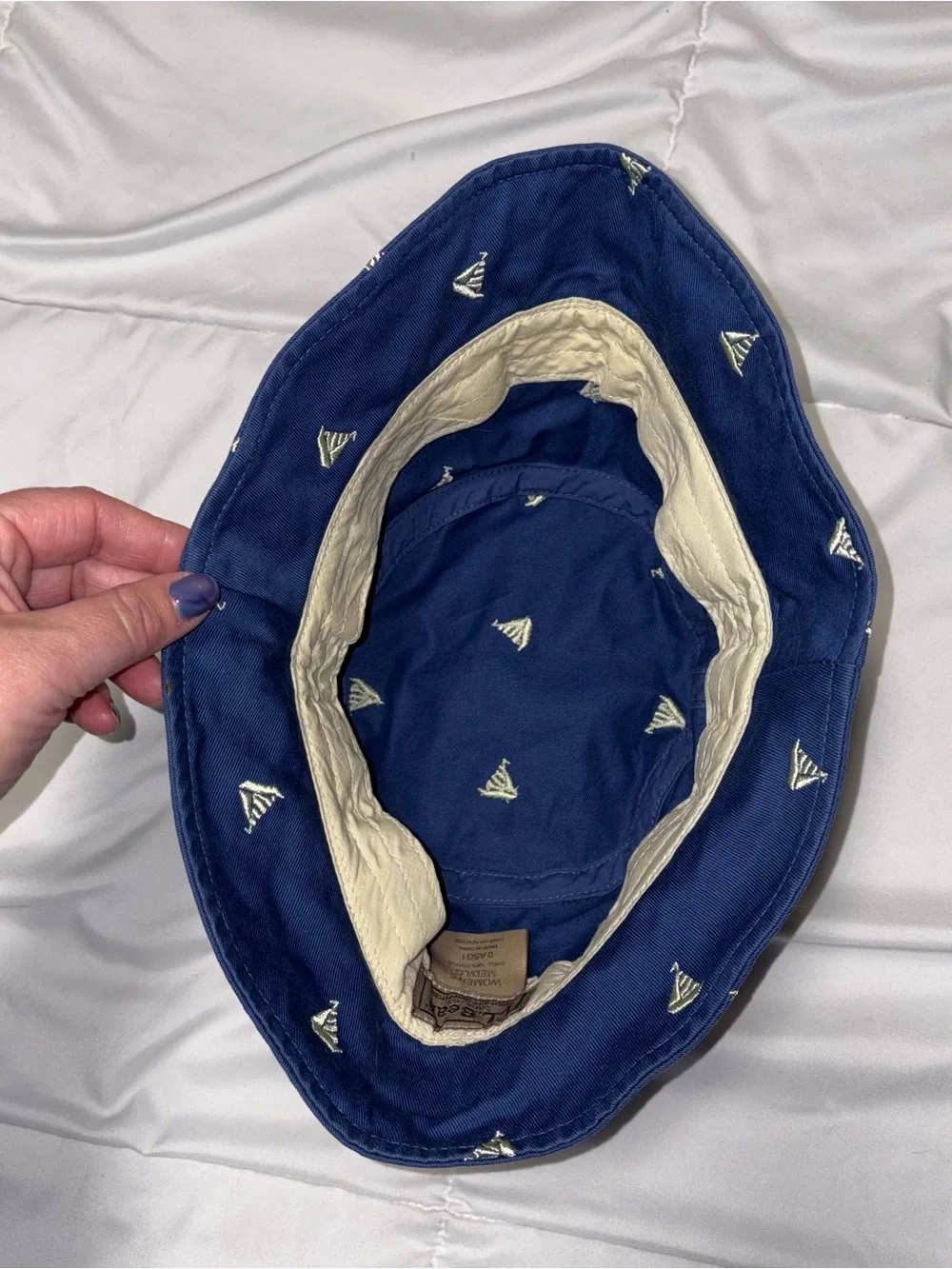 L.L.Bean Bucket Hat Blue Sailboat Embroidered Women’s